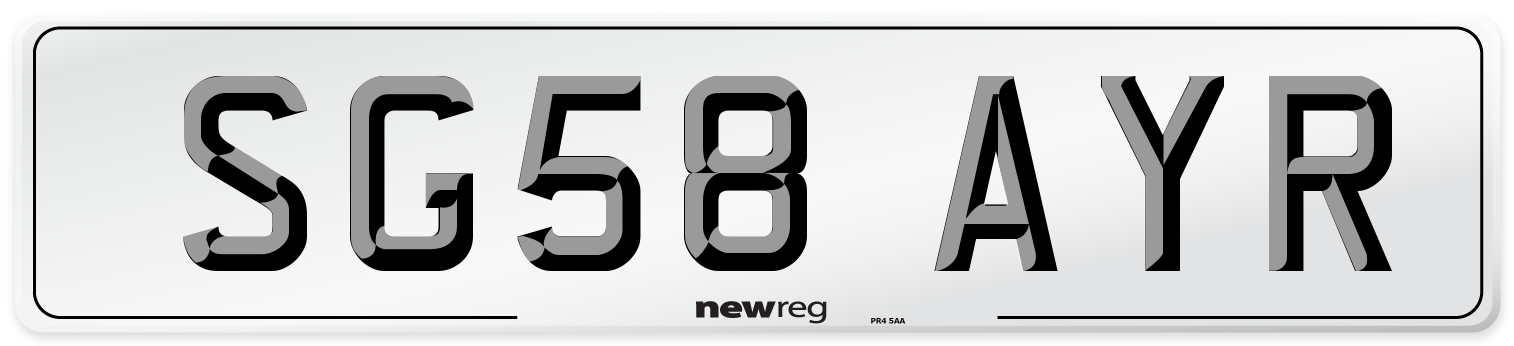 SG58 AYR Number Plate from New Reg